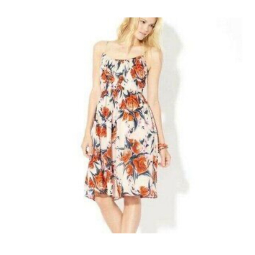 Anthropologie Corey Lynn Calter Women’s pink Red Silk Floral Pleated Dress